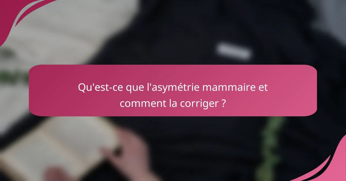 Qu'est-ce que l'asymétrie mammaire et comment la corriger ?